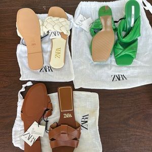 3 pairs of Zara size 40 (9) sandals never worn with tags